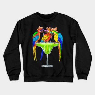 Parrots Drinking Margarita Hawaiian Vacation Birds Lovers Crewneck Sweatshirt